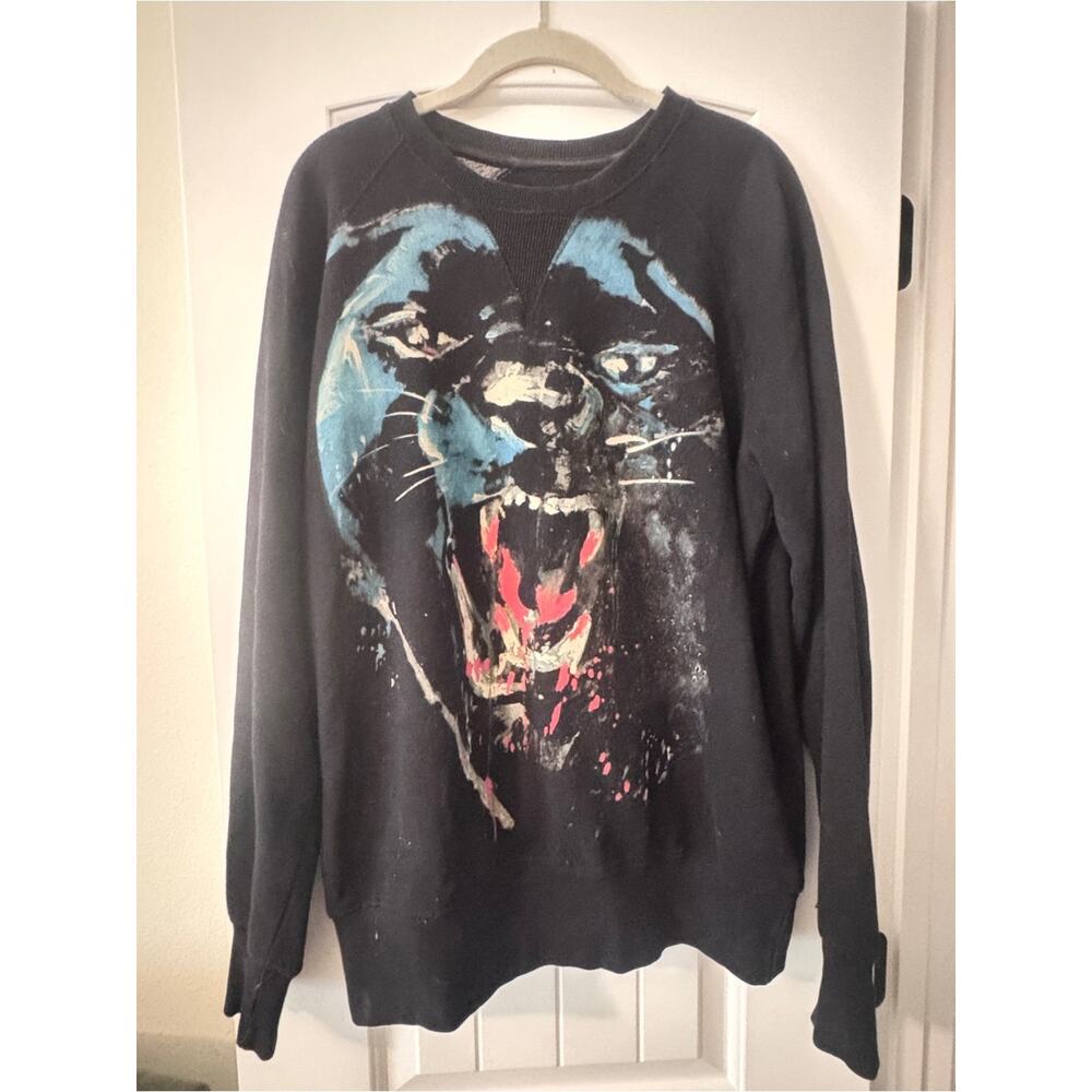 Eleven Paris Black Crewneck Sweatshirt with Panther Graphic